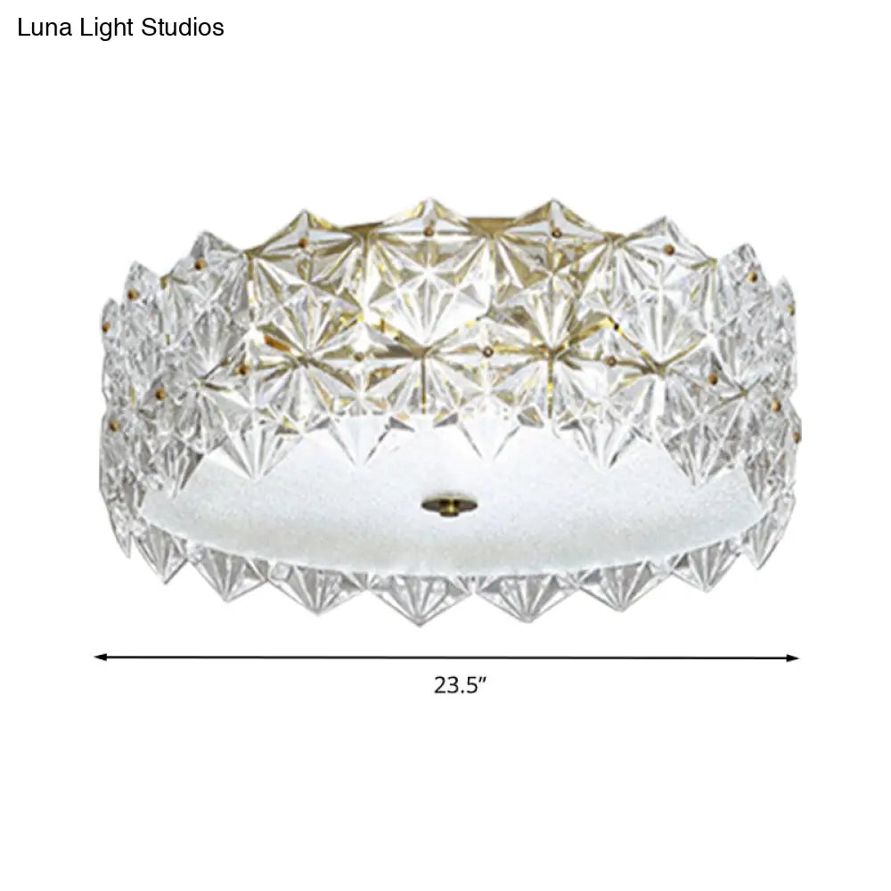 DecorBites™ DecorBites™ Clear Crystal Flush Ceiling Light - Contemporary Round Bedroom Lighting