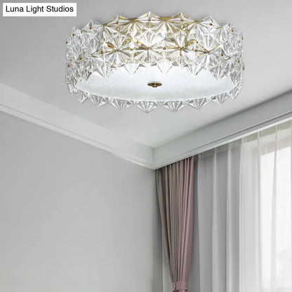 DecorBites™ DecorBites™ Clear Crystal Flush Ceiling Light - Contemporary Round Bedroom Lighting