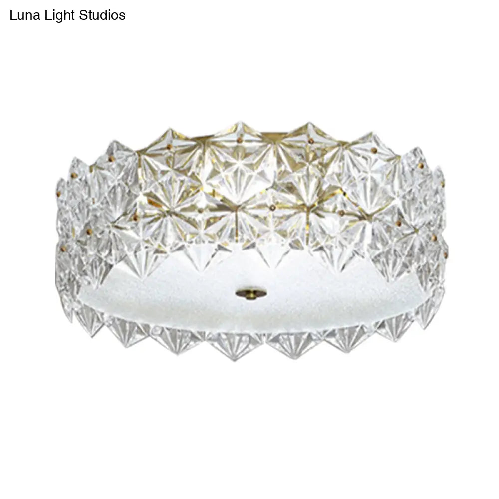 DecorBites™ DecorBites™ Clear Crystal Flush Ceiling Light - Contemporary Round Bedroom Lighting