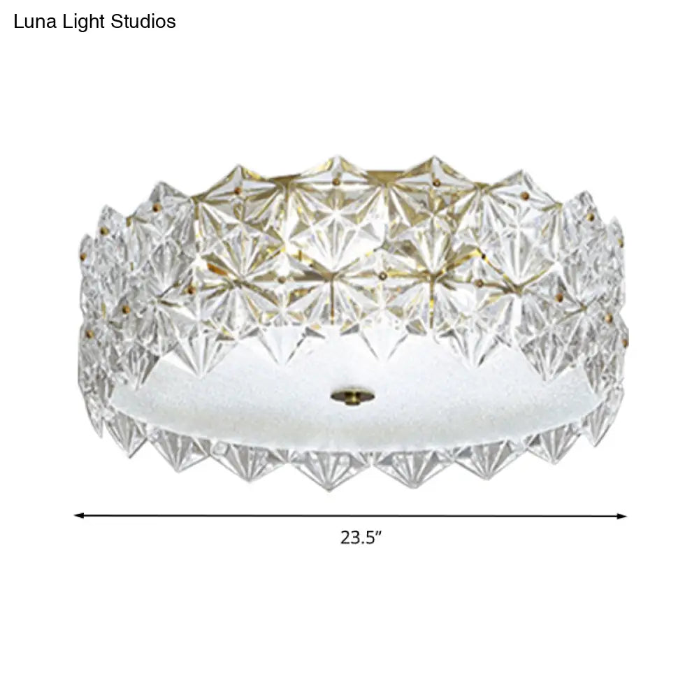 DecorBites™ DecorBites™ Clear Crystal Flush Ceiling Light - Contemporary Round Bedroom Lighting