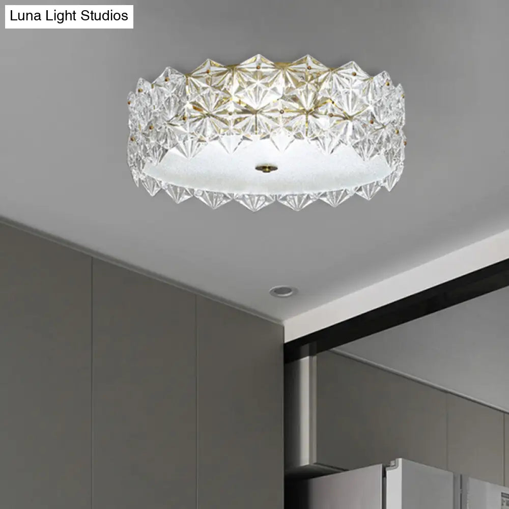 DecorBites™ DecorBites™ Clear Crystal Flush Ceiling Light - Contemporary Round Bedroom Lighting