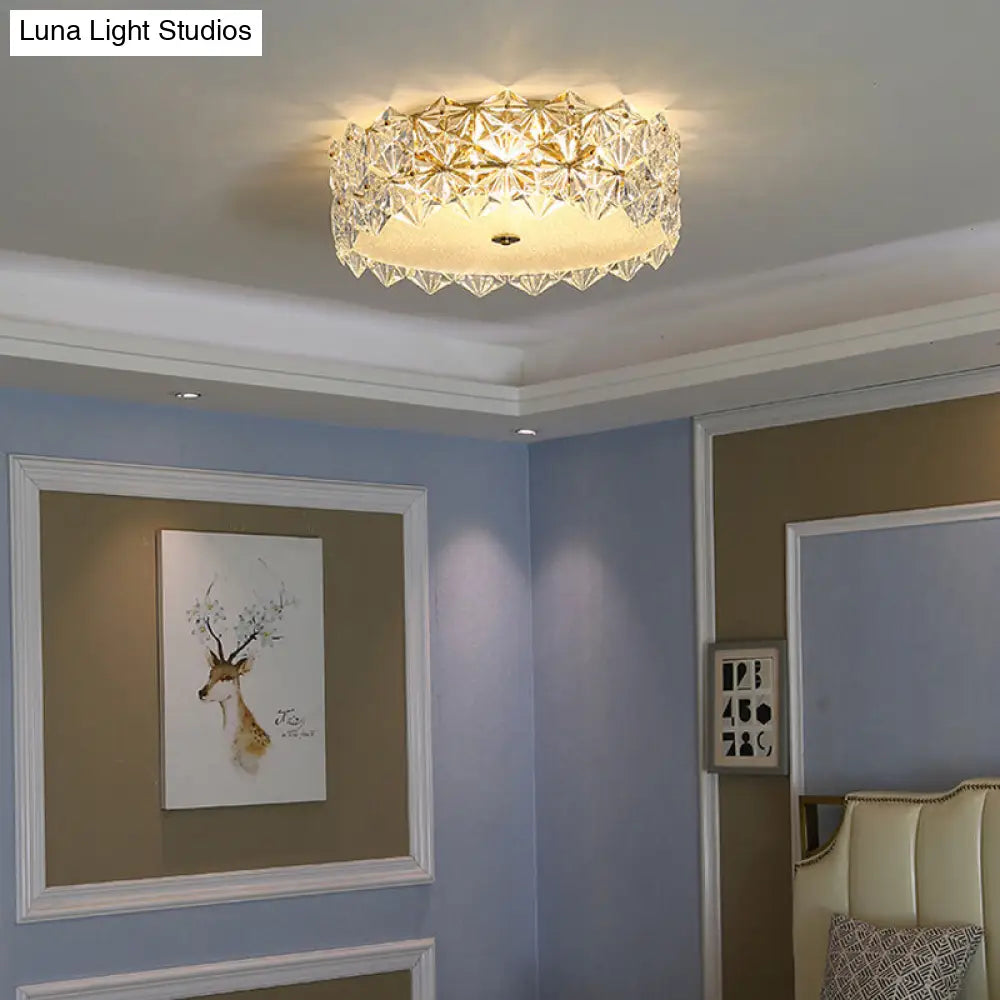 DecorBites™ DecorBites™ Clear Crystal Flush Ceiling Light - Contemporary Round Bedroom Lighting