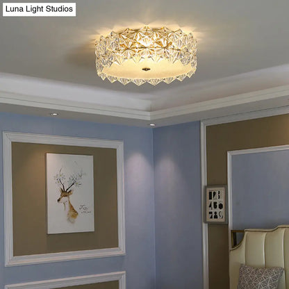 DecorBites™ DecorBites™ Clear Crystal Flush Ceiling Light - Contemporary Round Bedroom Lighting