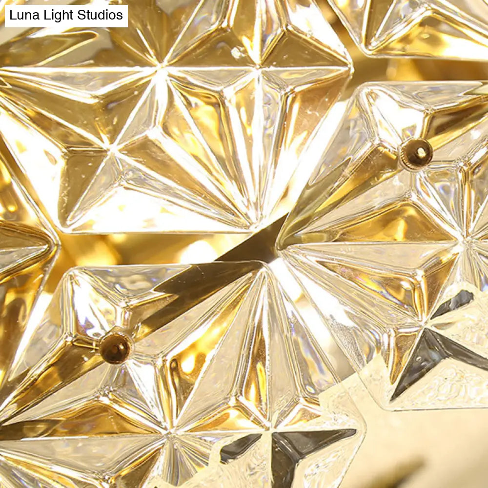 DecorBites™ DecorBites™ Clear Crystal Flush Ceiling Light - Contemporary Round Bedroom Lighting