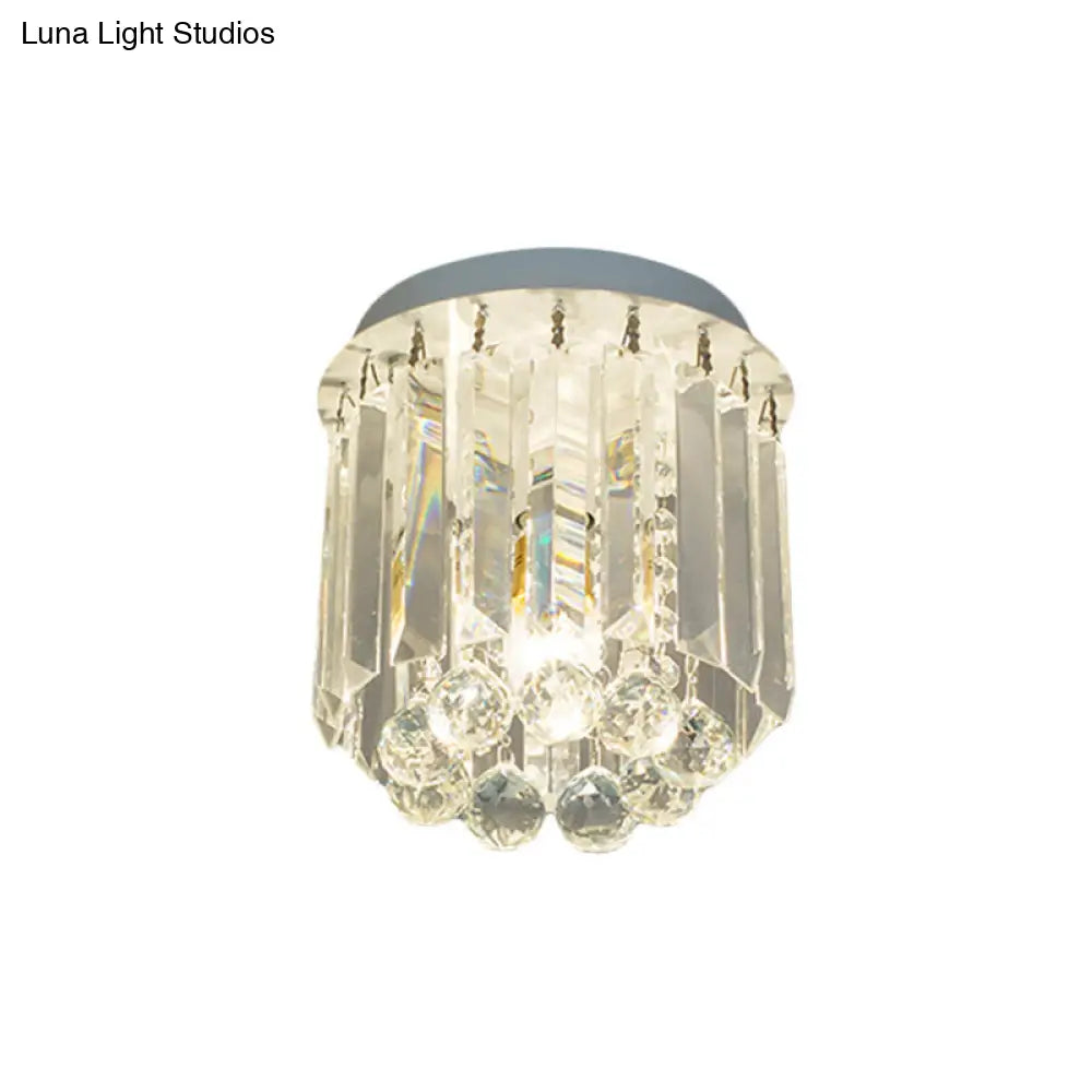 DecorBites™ Clear Crystal Flush Mount Ceiling Light in White for Luxurious Foyer Décor