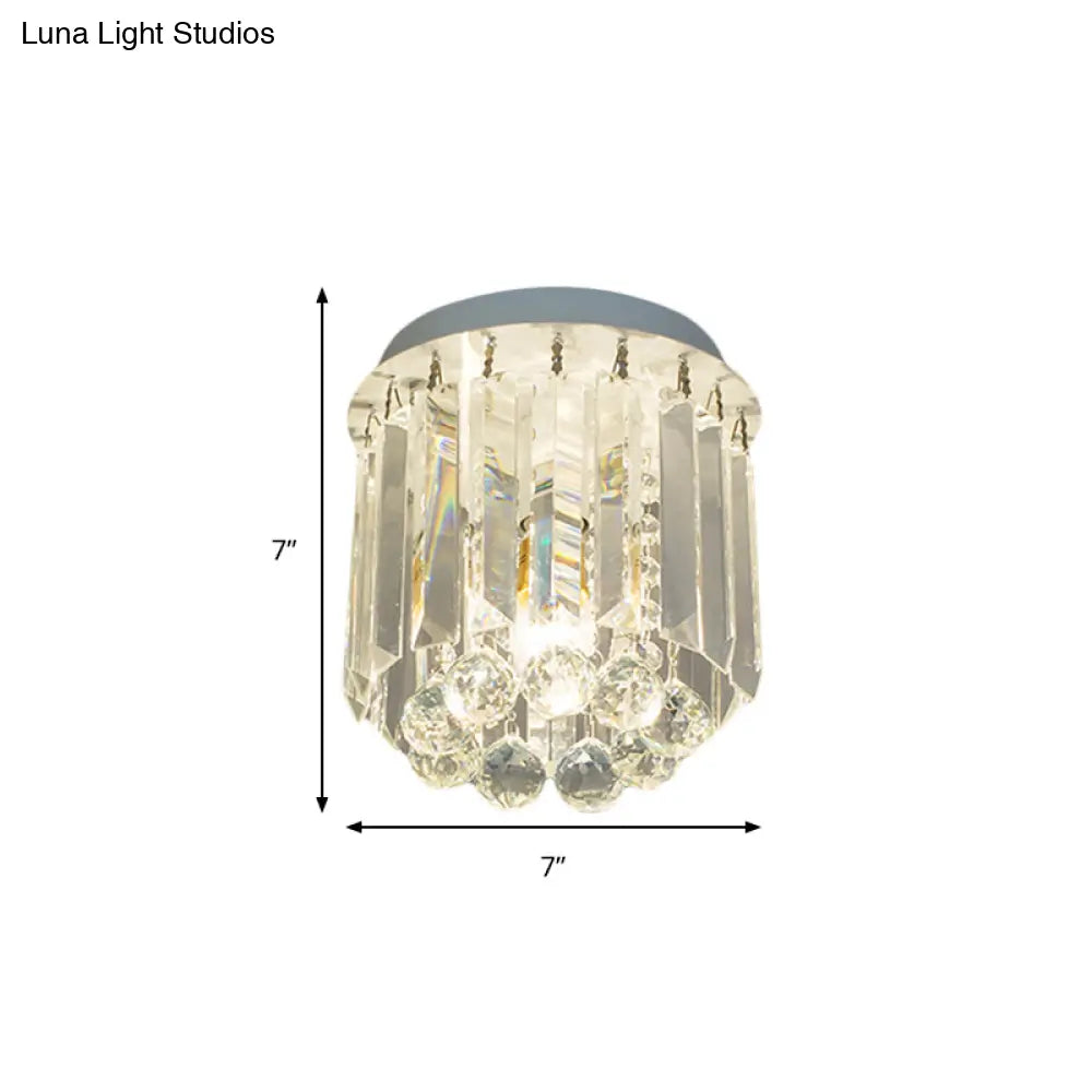 DecorBites™ Clear Crystal Flush Mount Ceiling Light in White for Luxurious Foyer Décor