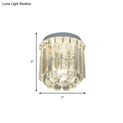 DecorBites™ Clear Crystal Flush Mount Ceiling Light in White for Luxurious Foyer Décor