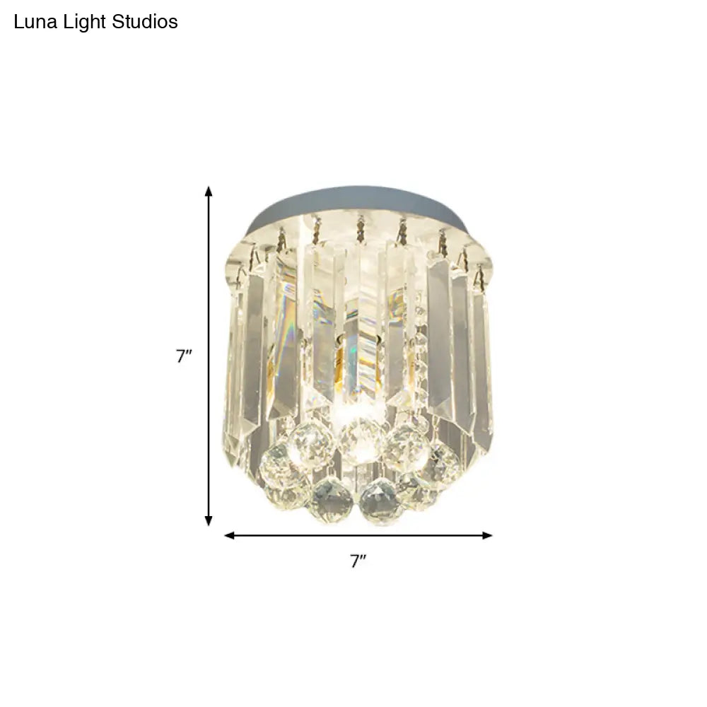 DecorBites™ Clear Crystal Flush Mount Ceiling Light in White for Luxurious Foyer Décor