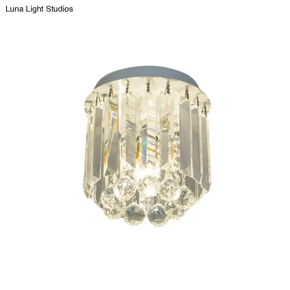 DecorBites™ Clear Crystal Flush Mount Ceiling Light in White for Luxurious Foyer Décor