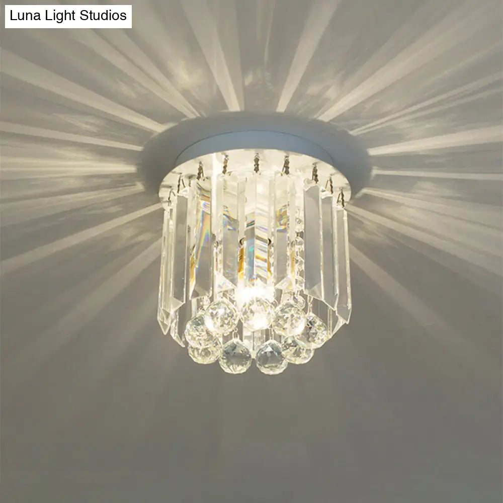 DecorBites™ Clear Crystal Flush Mount Ceiling Light in White for Luxurious Foyer Décor