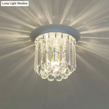 DecorBites™ Clear Crystal Flush Mount Ceiling Light in White for Luxurious Foyer Décor