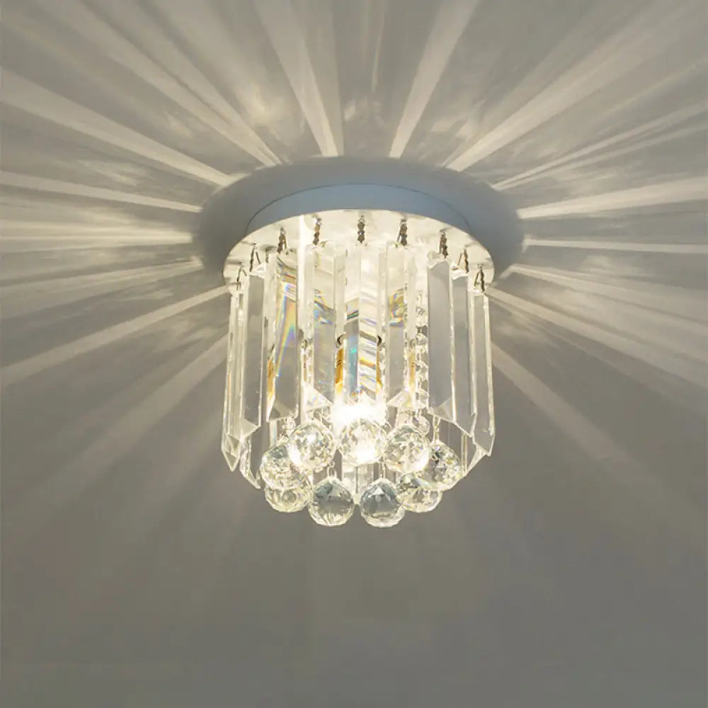 DecorBites™ Clear Crystal Flush Mount Ceiling Light in White for Luxurious Foyer Décor