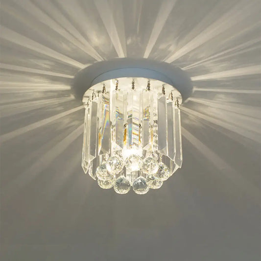 DecorBites™ Clear Crystal Flush Mount Ceiling Light in White for Luxurious Foyer Décor