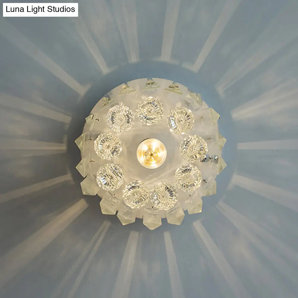 DecorBites™ Clear Crystal Flush Mount Ceiling Light in White for Luxurious Foyer Décor
