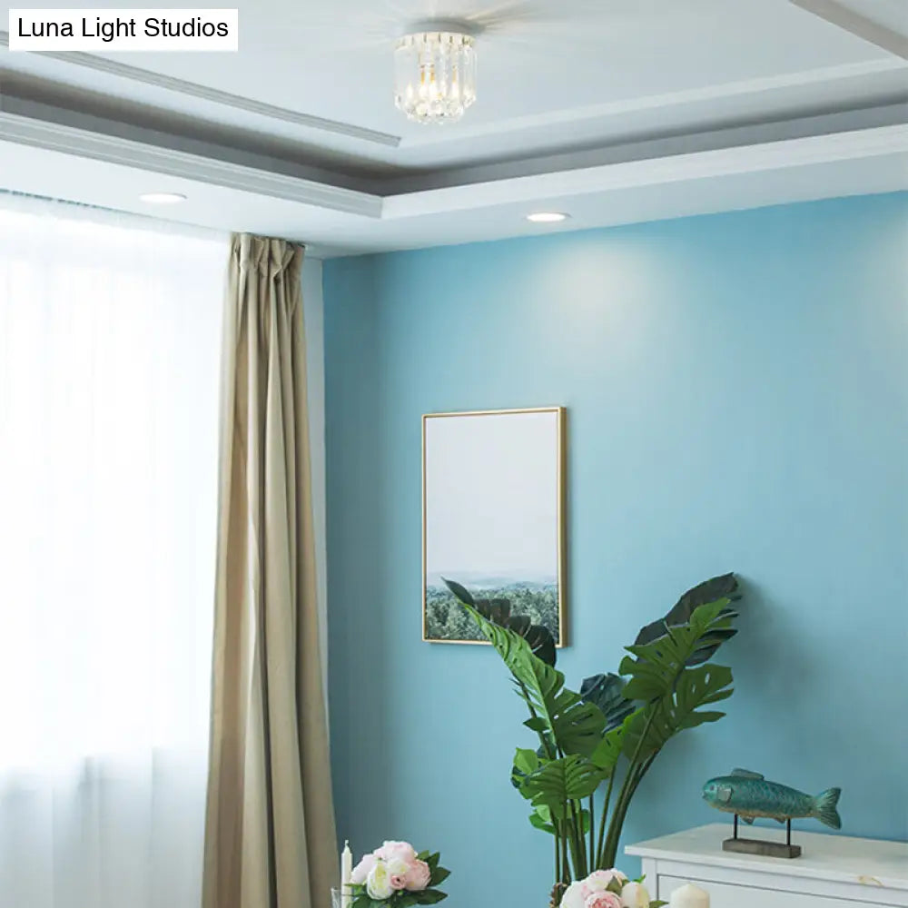 DecorBites™ Clear Crystal Flush Mount Ceiling Light in White for Luxurious Foyer Décor