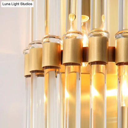 DecorBites™ Clear Crystal Half-Cylindrical Wall Sconce Lamp: Contemporary Brass Finish Lighting for Bedroom