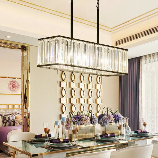 DecorBites™ Clear Crystal Island Pendant Light with 5 Bulbs for Modern Dining Rooms