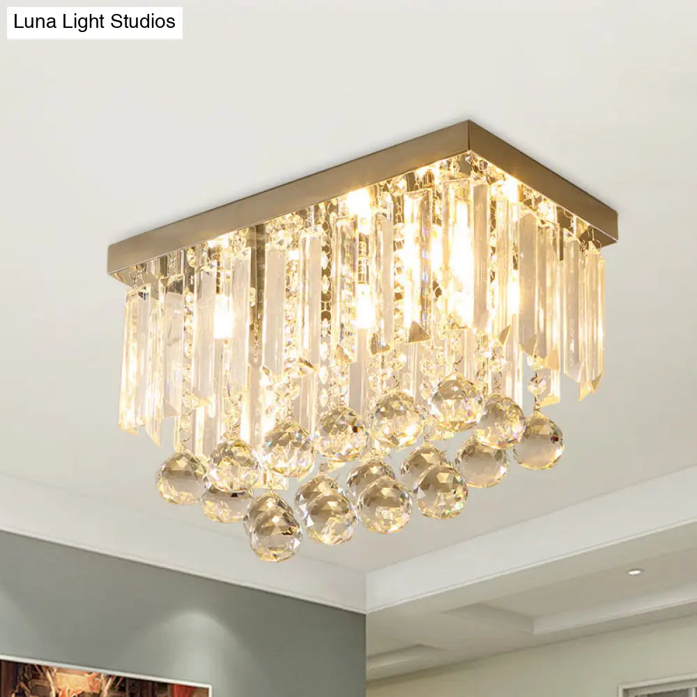 DecorBites™ DecorBites™ Clear Crystal LED Flushmount Ceiling Light - Sleek Cuboid Design for Corridors