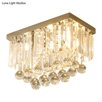 DecorBites™ DecorBites™ Clear Crystal LED Flushmount Ceiling Light - Sleek Cuboid Design for Corridors