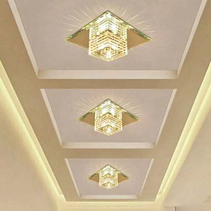 DecorBites™ DecorBites™ Clear Crystal LED Flushmount Ceiling Light with Beveled Cubic Design - Modern Lighting Fixture
