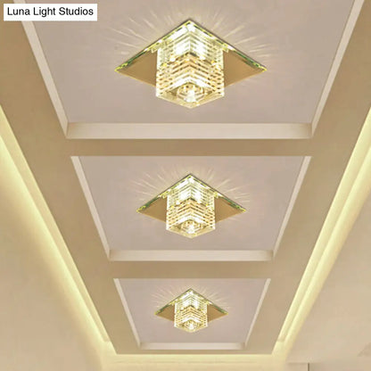 DecorBites™ DecorBites™ Clear Crystal LED Flushmount Ceiling Light with Beveled Cubic Design - Modern Lighting Fixture