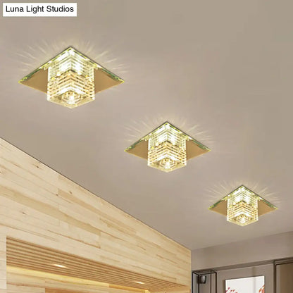 DecorBites™ DecorBites™ Clear Crystal LED Flushmount Ceiling Light with Beveled Cubic Design - Modern Lighting Fixture
