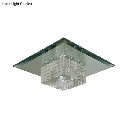 DecorBites™ DecorBites™ Clear Crystal LED Flushmount Ceiling Light with Beveled Cubic Design - Modern Lighting Fixture