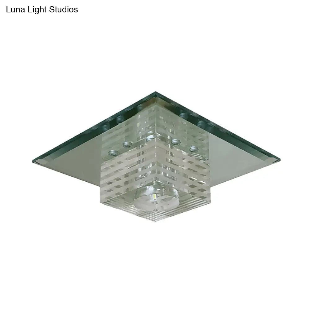 DecorBites™ DecorBites™ Clear Crystal LED Flushmount Ceiling Light with Beveled Cubic Design - Modern Lighting Fixture