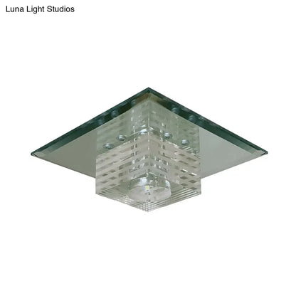 DecorBites™ DecorBites™ Clear Crystal LED Flushmount Ceiling Light with Beveled Cubic Design - Modern Lighting Fixture