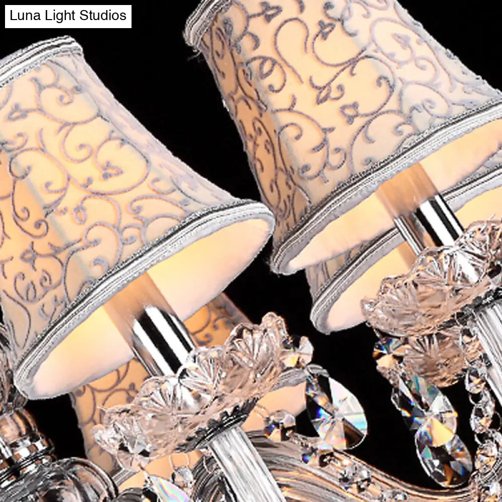 Clear Crystal Modernist Bell Ceiling Chandelier with 6/8 Bulbs - Living Room Pendant Lamp in Beige - 23"/28" W"
(Note: The original title was already relatively concise, so this alternative title is a slight modification.)