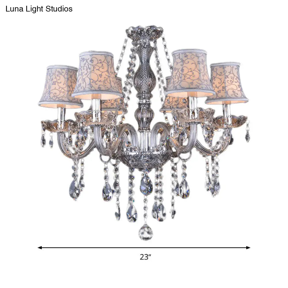 Clear Crystal Modernist Bell Ceiling Chandelier with 6/8 Bulbs - Living Room Pendant Lamp in Beige - 23"/28" W"
(Note: The original title was already relatively concise, so this alternative title is a slight modification.)