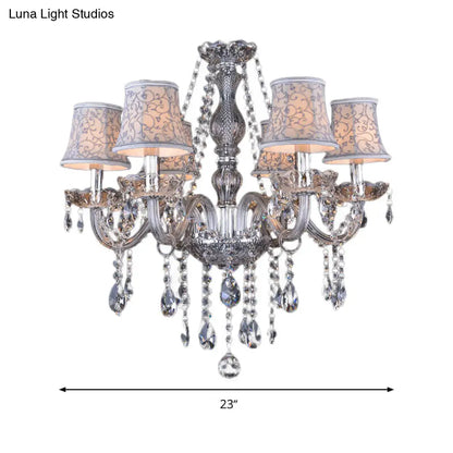 Clear Crystal Modernist Bell Ceiling Chandelier with 6/8 Bulbs - Living Room Pendant Lamp in Beige - 23"/28" W"
(Note: The original title was already relatively concise, so this alternative title is a slight modification.)