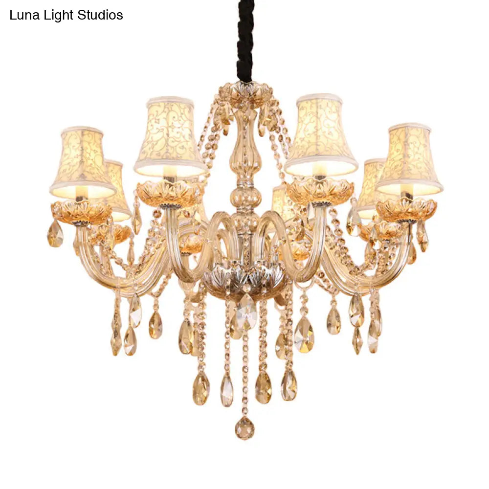 Clear Crystal Modernist Bell Ceiling Chandelier with 6/8 Bulbs - Living Room Pendant Lamp in Beige - 23"/28" W"
(Note: The original title was already relatively concise, so this alternative title is a slight modification.)
