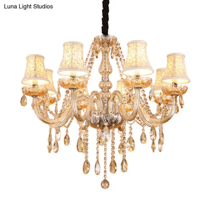 Clear Crystal Modernist Bell Ceiling Chandelier with 6/8 Bulbs - Living Room Pendant Lamp in Beige - 23"/28" W"
(Note: The original title was already relatively concise, so this alternative title is a slight modification.)