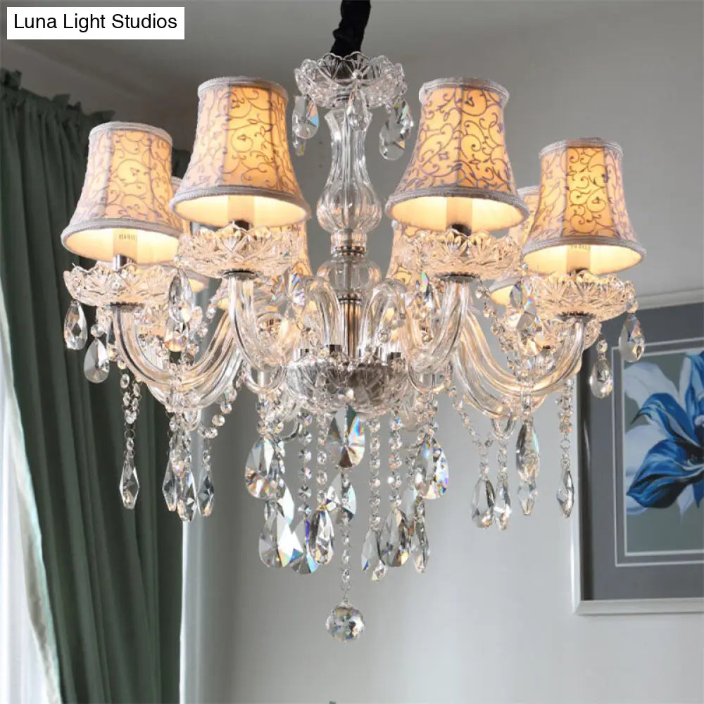 Clear Crystal Modernist Bell Ceiling Chandelier with 6/8 Bulbs - Living Room Pendant Lamp in Beige - 23"/28" W"
(Note: The original title was already relatively concise, so this alternative title is a slight modification.)