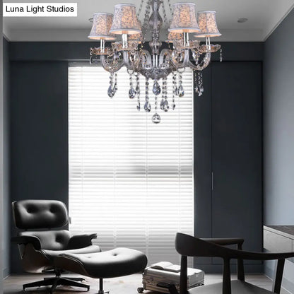 Clear Crystal Modernist Bell Ceiling Chandelier with 6/8 Bulbs - Living Room Pendant Lamp in Beige - 23"/28" W"
(Note: The original title was already relatively concise, so this alternative title is a slight modification.)