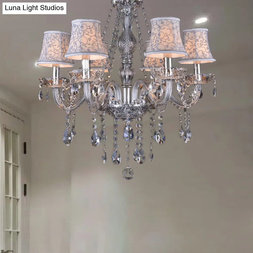 Clear Crystal Modernist Bell Ceiling Chandelier with 6/8 Bulbs - Living Room Pendant Lamp in Beige - 23"/28" W"
(Note: The original title was already relatively concise, so this alternative title is a slight modification.)