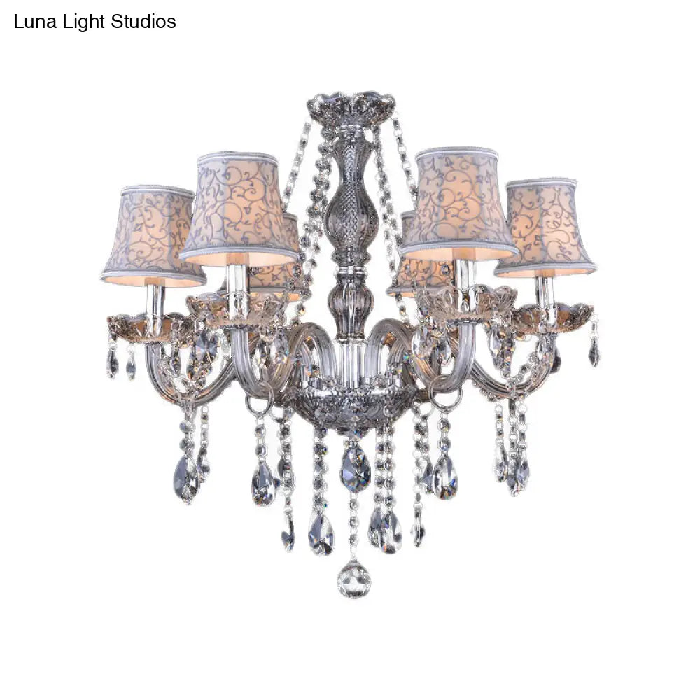 Clear Crystal Modernist Bell Ceiling Chandelier with 6/8 Bulbs - Living Room Pendant Lamp in Beige - 23"/28" W"
(Note: The original title was already relatively concise, so this alternative title is a slight modification.)