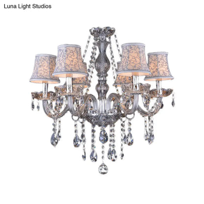Clear Crystal Modernist Bell Ceiling Chandelier with 6/8 Bulbs - Living Room Pendant Lamp in Beige - 23"/28" W"
(Note: The original title was already relatively concise, so this alternative title is a slight modification.)