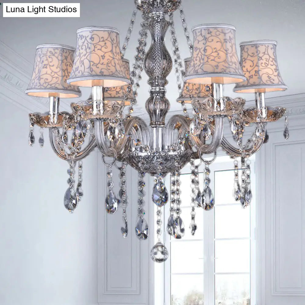 Clear Crystal Modernist Bell Ceiling Chandelier with 6/8 Bulbs - Living Room Pendant Lamp in Beige - 23"/28" W"
(Note: The original title was already relatively concise, so this alternative title is a slight modification.)