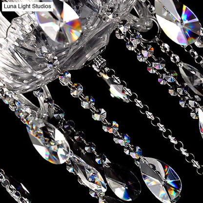 Clear Crystal Modernist Bell Ceiling Chandelier with 6/8 Bulbs - Living Room Pendant Lamp in Beige - 23"/28" W"
(Note: The original title was already relatively concise, so this alternative title is a slight modification.)