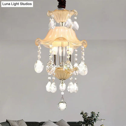 Lámpara de techo de cristal transparente estilo modernista con forma de flor - 3 luces