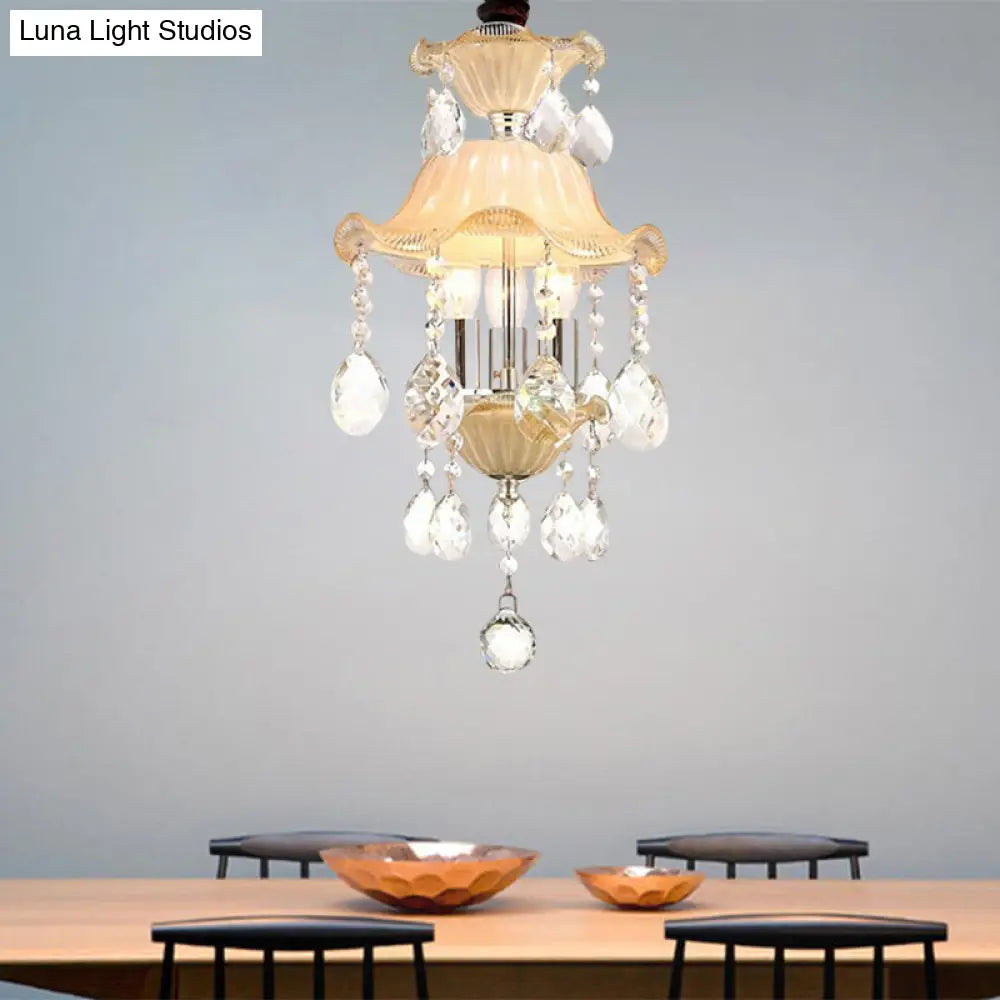 Lámpara de techo de cristal transparente estilo modernista con forma de flor - 3 luces