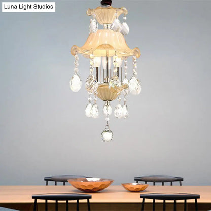 Lámpara de techo de cristal transparente estilo modernista con forma de flor - 3 luces