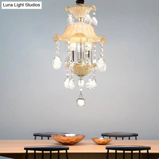 Lámpara de techo de cristal transparente estilo modernista con forma de flor - 3 luces