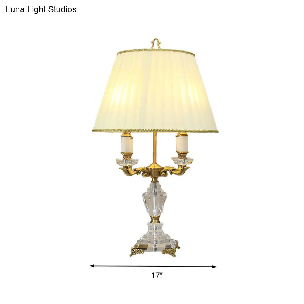 Clear Crystal Nightstand Table Lamp - Rustic Beige Candlestick, Living Room Lighting, Set of 4 Lights