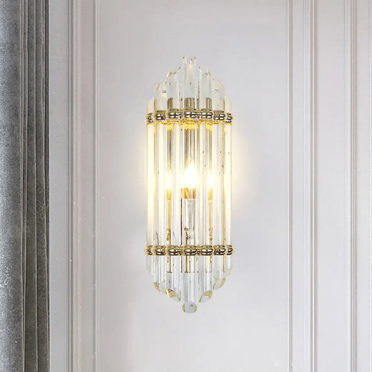 DecorBites™ Clear Crystal Pipe Flush Wall Sconce - Mid Century 1 Light for Living Room