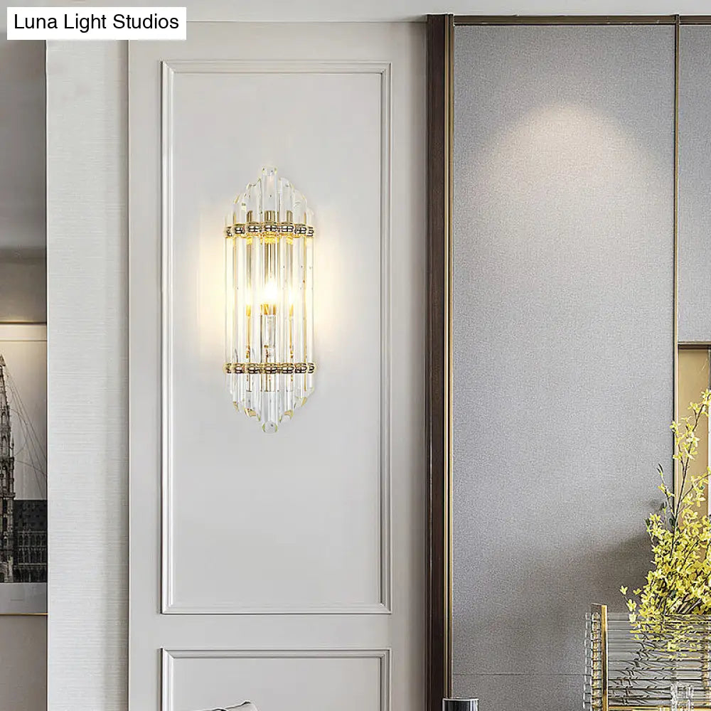 DecorBites™ Clear Crystal Pipe Flush Wall Sconce - Mid Century 1 Light for Living Room