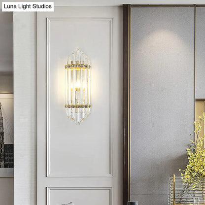 DecorBites™ Clear Crystal Pipe Flush Wall Sconce - Mid Century 1 Light for Living Room