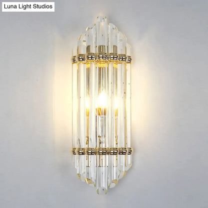 DecorBites™ Clear Crystal Pipe Flush Wall Sconce - Mid Century 1 Light for Living Room